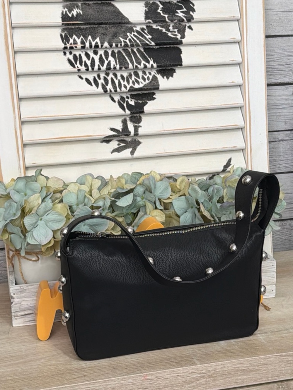 Universal Thread Classic Black Studded Shoulder Bag